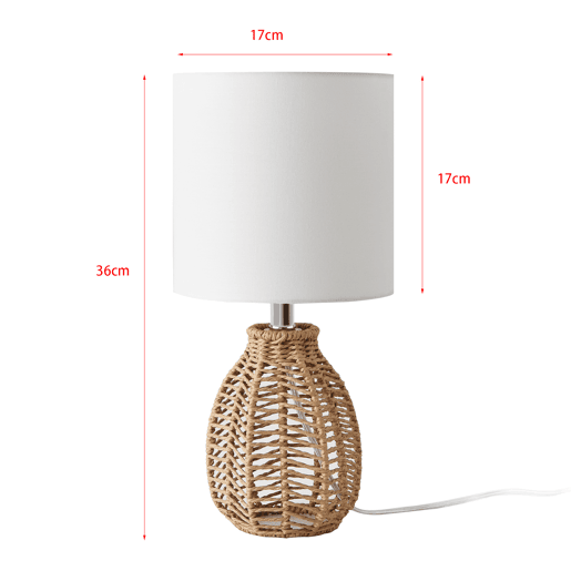 Candeeiro de mesa Alfreton 1xE14 40 W metalcordatecido 36xØ17cm - BrancoBege lux.pro
