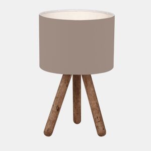 Candeeiro de mesa Preston 1xE27 20 W madeira  tecido 15 x Ø 18 cm cor de areia  efeito madeira lux.pro lux.pro.