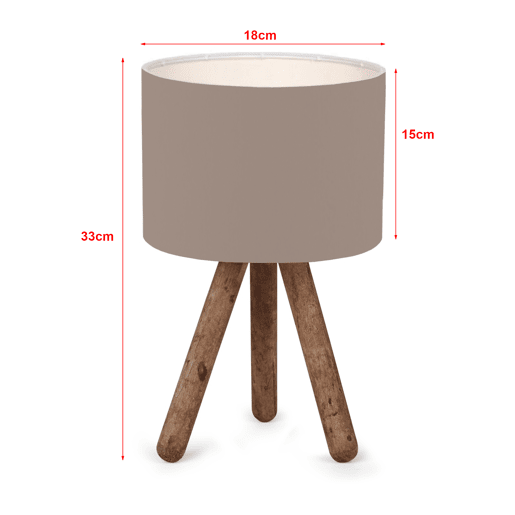 Candeeiro de mesa Preston 1xE27 20 W madeira  tecido 15 x Ø 18 cm cor de areia  efeito madeira lux.pro lux.pro.