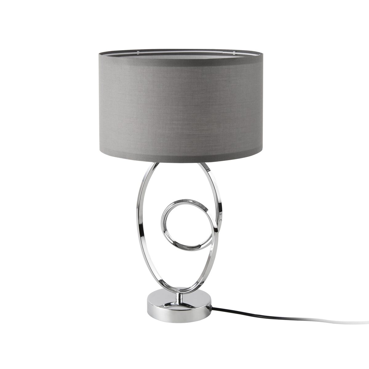 Lámpara de mesa torquay 1xe14 40 w metal/tela 50xø30cm - cromado/gris [lux.pro]