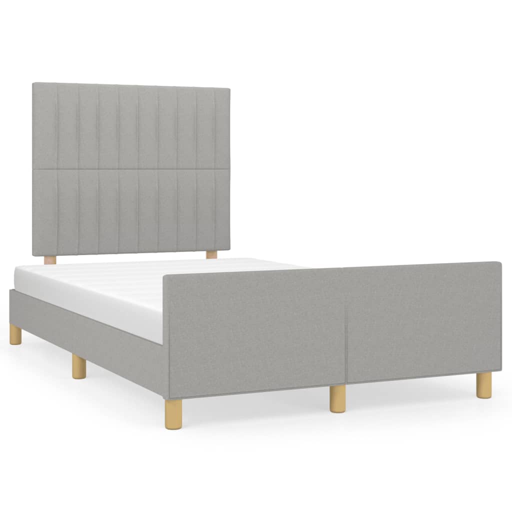 Estructura de cama con cabecero de tela gris claro 120x200 cm rayas verticales