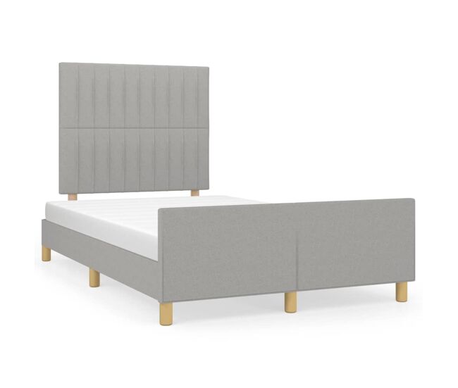 Estructura de cama con cabecero de tela gris claro 120x200 cm rayas verticales