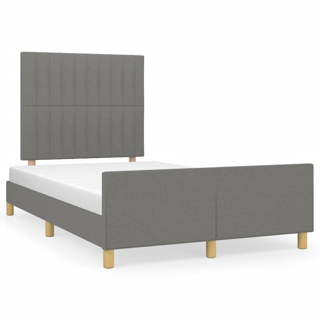 Estructura de cama con cabecero de tela gris oscuro 120x200 cm rayas verticales