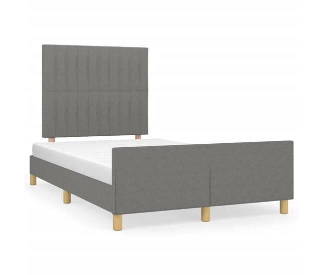 Estructura de cama con cabecero de tela gris oscuro 120x200 cm rayas verticales