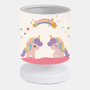 Candeeiro de mesa infantil Maidstone Unicorn 1xE14 20 W MDF tecido 22 x Ø 15 cm branco  multicolor lux.pro.