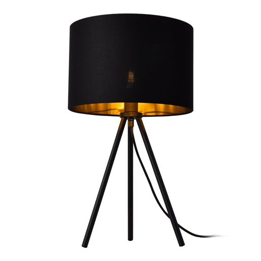 Candeeiro de mesa Tripé Metz - Tecido metálico - 51 x ø 30 cm - Preto lux.pro.