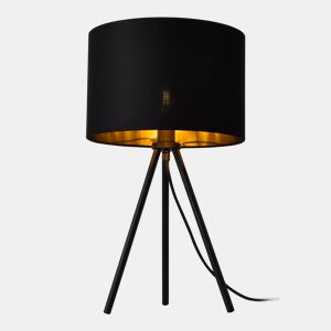 Candeeiro de mesa Tripé Metz - Tecido metálico - 51 x ø 30 cm - Preto lux.pro.