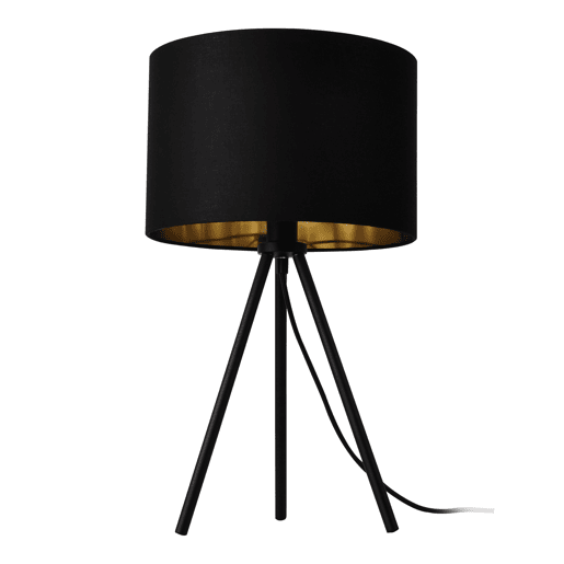 Candeeiro de mesa Tripé Metz - Tecido metálico - 51 x ø 30 cm - Preto lux.pro.