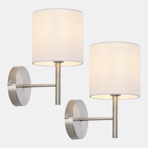 2 Candeeiros de parede Winsford 1x E14 metal-têxtil 27x21cm - PrataBrancolux.pro