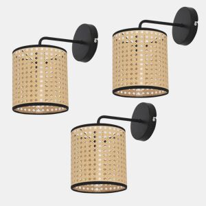 Conjunto de 3 candeeiros de parede Southend moderno 1x E14 40 W metal-plástico 25 x Ø 16 cm - Preto e Bege lux.pro.