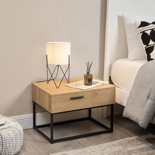 Candeeiro de mesa Slough design contemporâneo 1x E14 40 W metal + tecido 38 x 21 x 21 cm - Preto e Branco lux.pro lux.pro.