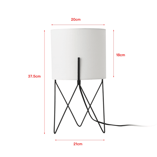Candeeiro de mesa Slough design contemporâneo 1x E14 40 W metal + tecido 38 x 21 x 21 cm - Preto e Branco lux.pro lux.pro.