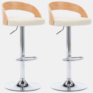 vidaXL Bancos de bar 2 pcs couro artificial creme e madeira curvada