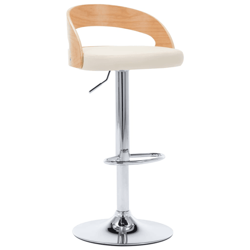 vidaXL Bancos de bar 2 pcs couro artificial creme e madeira curvada vidaXL Bancos de bar 2 pcs couro artificial creme e madeira curvada