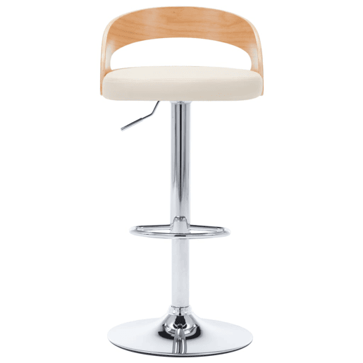 vidaXL Bancos de bar 2 pcs couro artificial creme e madeira curvada vidaXL Bancos de bar 2 pcs couro artificial creme e madeira curvada