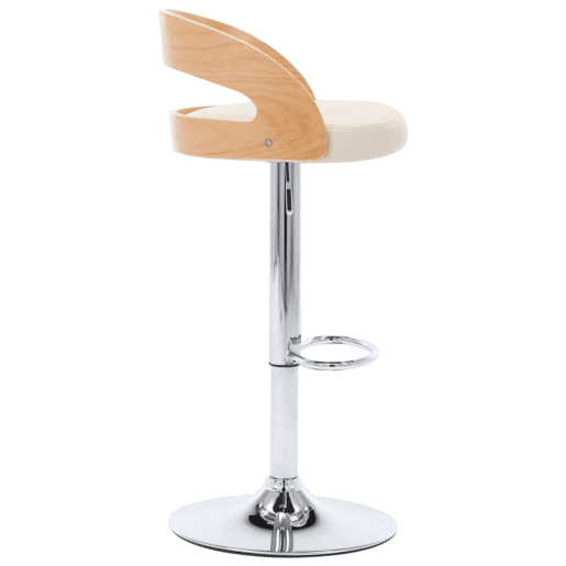 vidaXL Bancos de bar 2 pcs couro artificial creme e madeira curvada vidaXL Bancos de bar 2 pcs couro artificial creme e madeira curvada