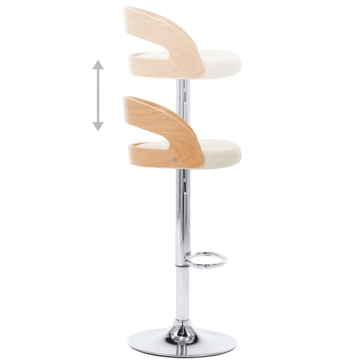 vidaXL Bancos de bar 2 pcs couro artificial creme e madeira curvada vidaXL Bancos de bar 2 pcs couro artificial creme e madeira curvada