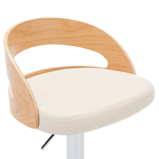 vidaXL Bancos de bar 2 pcs couro artificial creme e madeira curvada vidaXL Bancos de bar 2 pcs couro artificial creme e madeira curvada