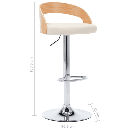 vidaXL Bancos de bar 2 pcs couro artificial creme e madeira curvada vidaXL Bancos de bar 2 pcs couro artificial creme e madeira curvada
