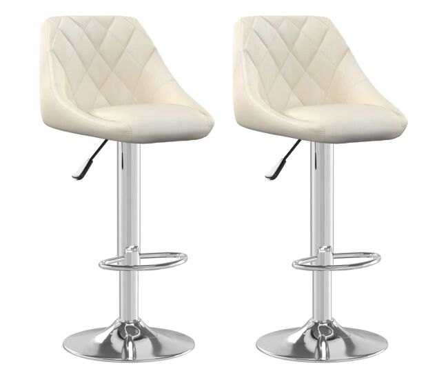 Vidaxl taburete de cocina 2 unidades de terciopelo crema