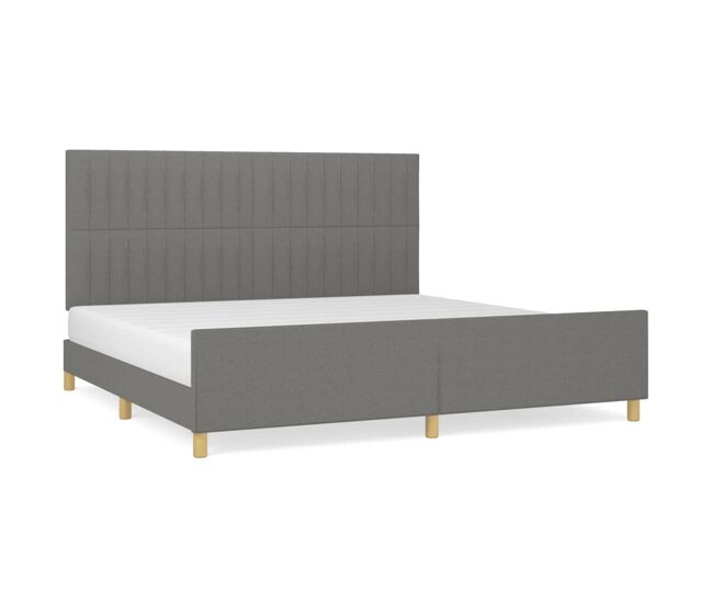 Estructura de cama con cabecero tela gris oscuro 200x200 cm rayas verticales