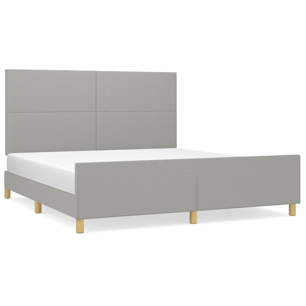 Estructura de cama con cabecero gris claro tela 180x200 cm diseño plano