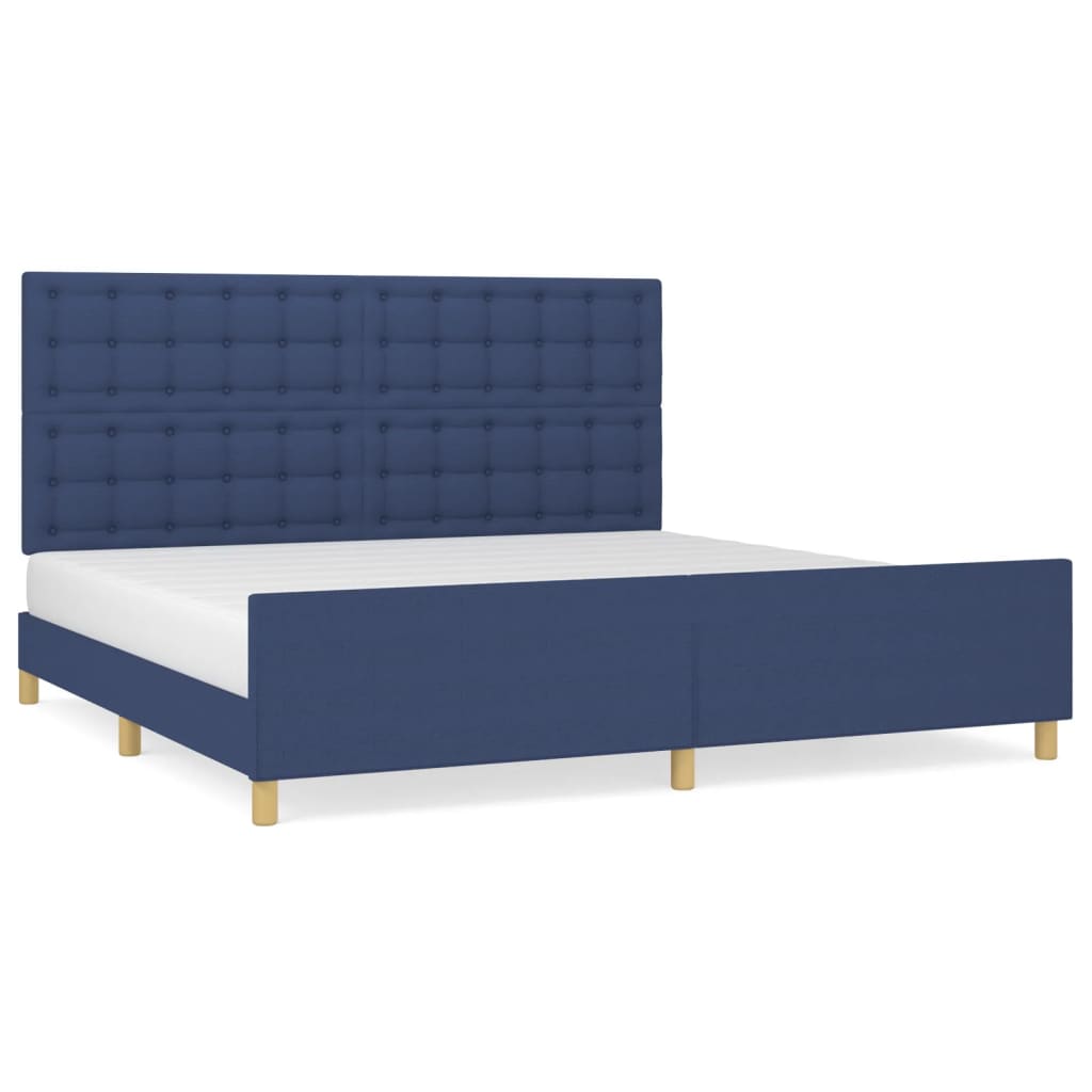 Estructura de cama con cabecero de tela azul 200x200 cm botones
