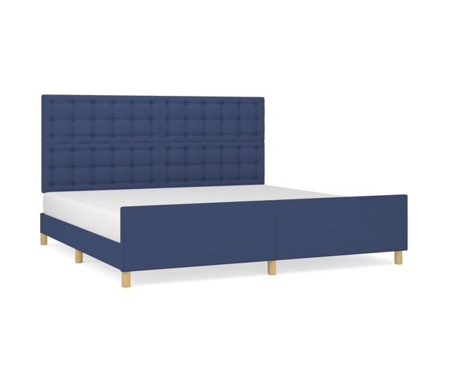 Estructura de cama con cabecero de tela azul 200x200 cm botones