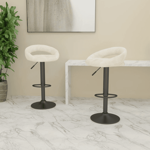 vidaXL Bancos de bar 2 pcs veludo creme vidaXL Bancos de bar 2 pcs veludo creme