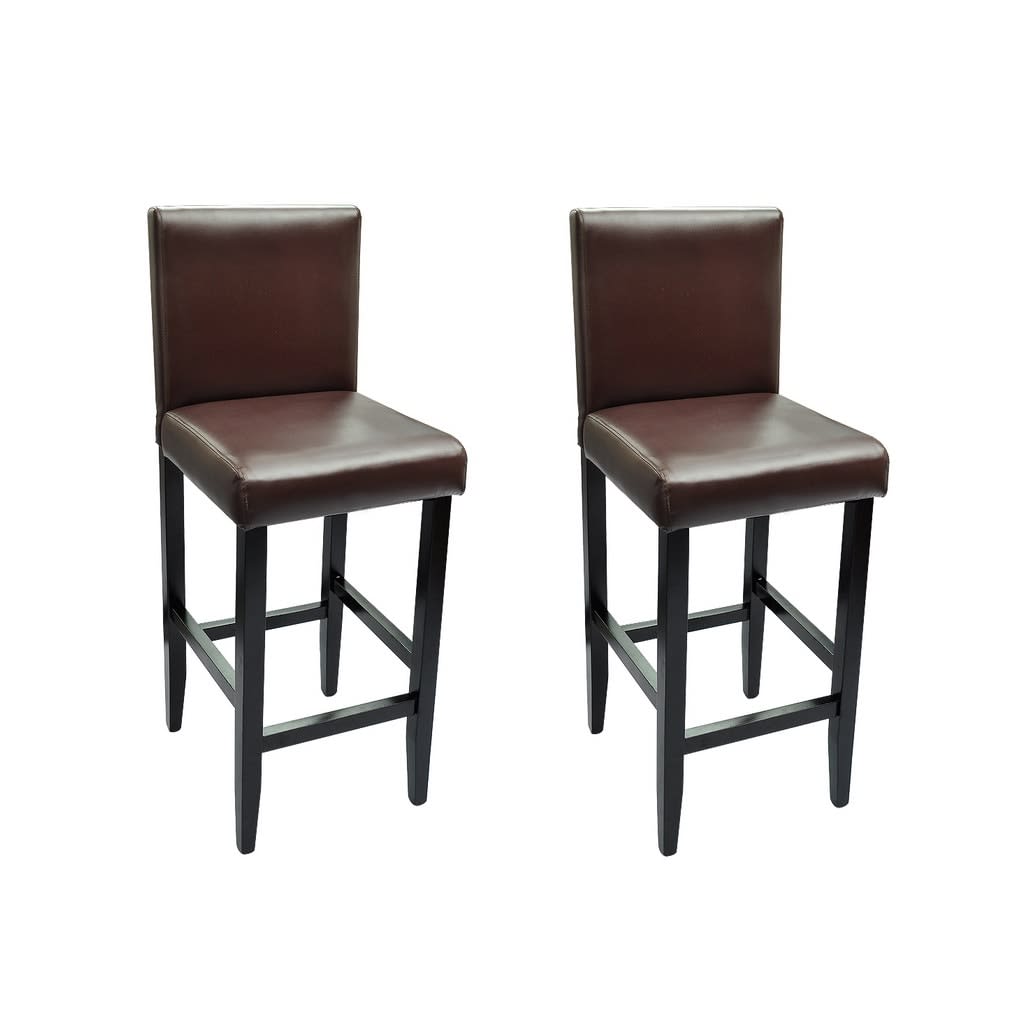 Vidaxl taburetes de cocina 2 unidades cuero sintético marrón oscuro