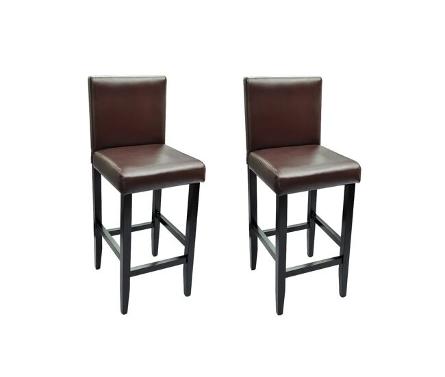 Vidaxl taburetes de cocina 2 unidades cuero sintético marrón oscuro