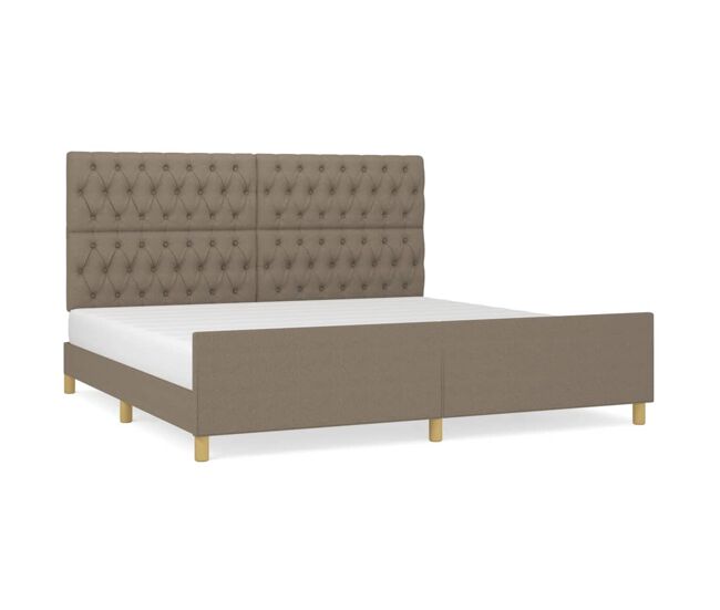 Estructura de cama con cabecero de tela gris taupe 200x200 cm diseño de botones