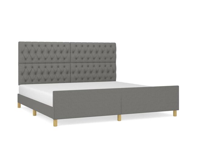 Estructura de cama con cabecero tela gris oscuro 200x200 cm diseño de botones