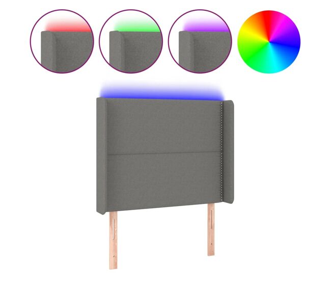 Vidaxl cabecero con led de tela gris oscuro 93x16x118/128 cm