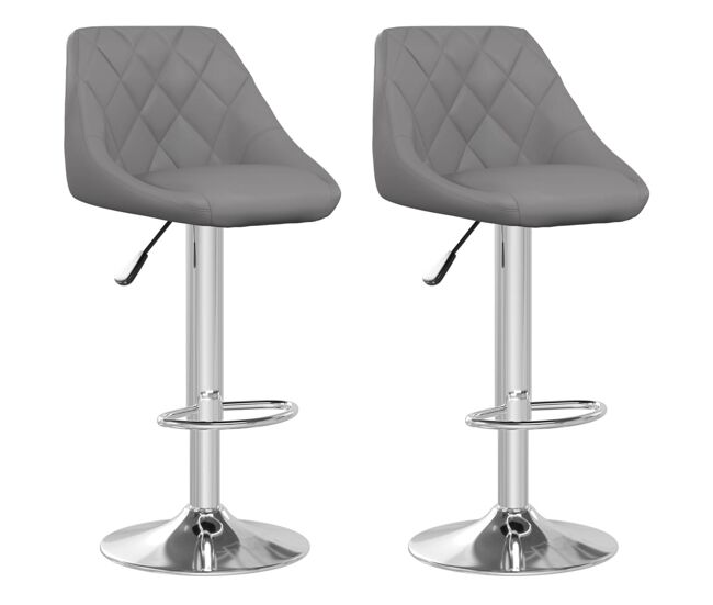 Vidaxl taburetes de cocina 2 unidades cuero sintético gris
