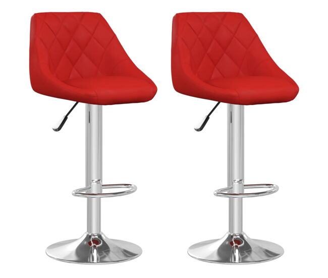 Vidaxl taburetes de cocina 2 unidades cuero sintético rojo vino tinto