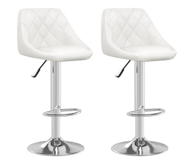 Vidaxl taburetes de cocina 2 unidades cuero sintético blanco