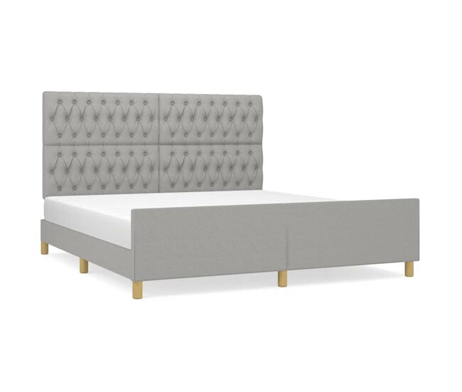 Estructura de cama con cabecero gris claro tela 180x200 cm diseño de botones