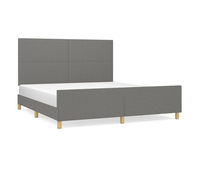 Estructura de cama con cabecero tela gris oscuro 180x200 cm diseño plano