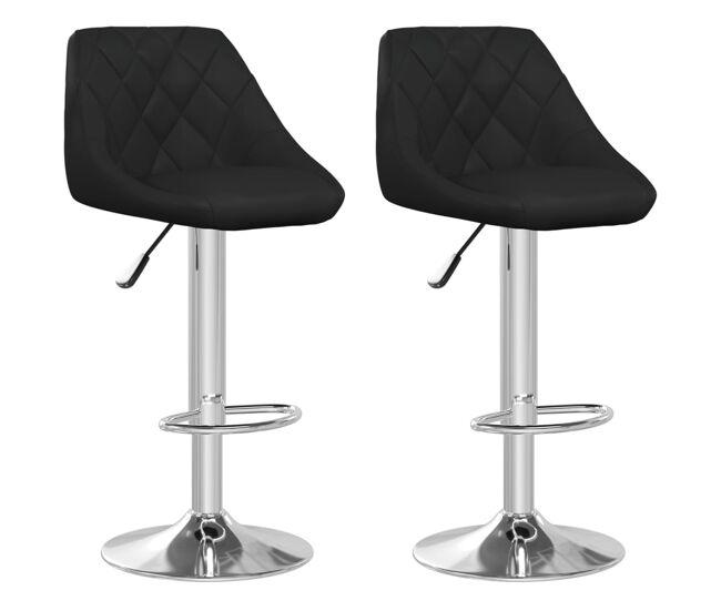 Vidaxl taburetes de cocina 2 unidades cuero sintético negro
