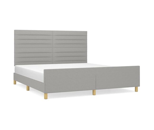 Estructura de cama con cabecero tela gris claro 160x200 cm rayas horizontales