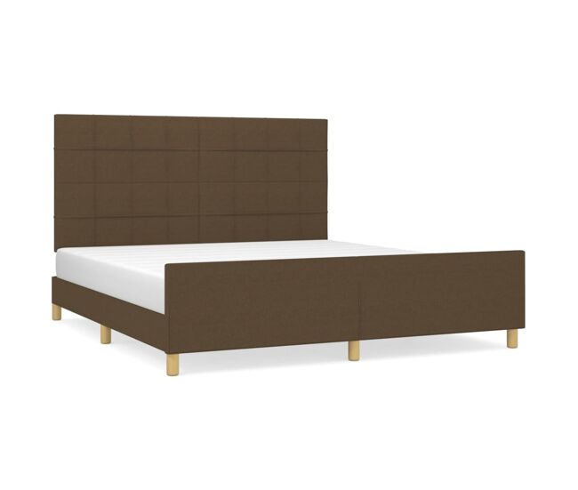 Estructura de cama con cabecero de tela marrón 180x200 cm bloques con cuadros