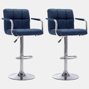 vidaXL Cadeiras de bar 2 pcs tecido azul