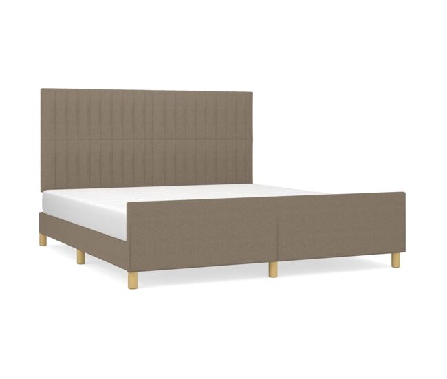 Estructura de cama con cabecero de tela gris taupe 160x200 cm rayas verticales