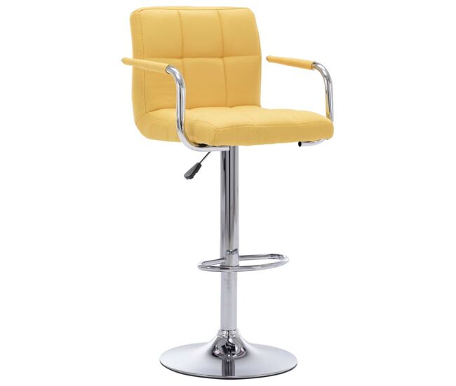 Vidaxl taburete de barra de cocina de tela amarillo
