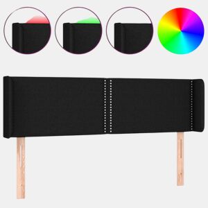 vidaXL Cabeceira de cama c luzes LED tecido 147x16x7888 cm preto
