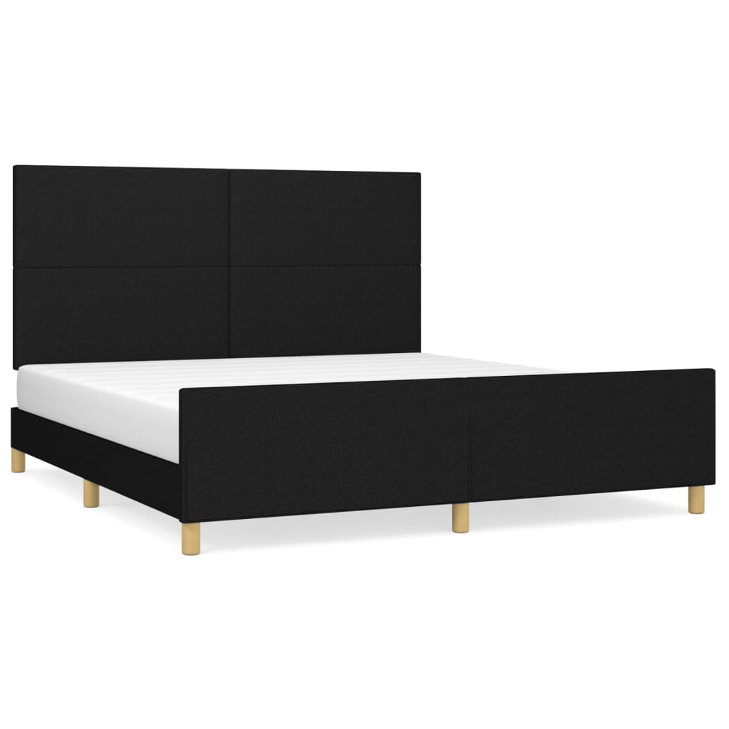 Estructura de cama con cabecero de tela negro 180x200 cm diseño plano