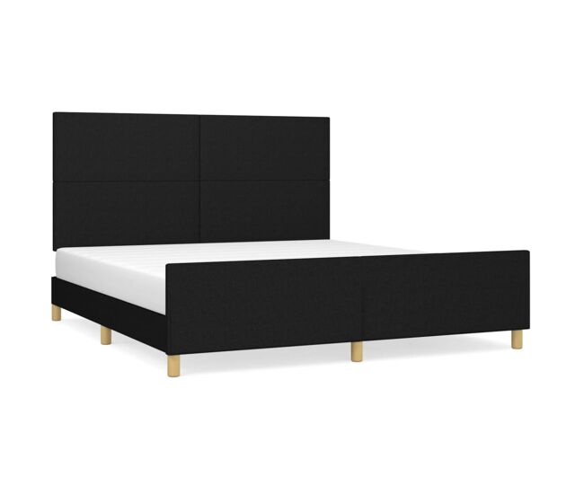 Estructura de cama con cabecero de tela negro 180x200 cm diseño plano