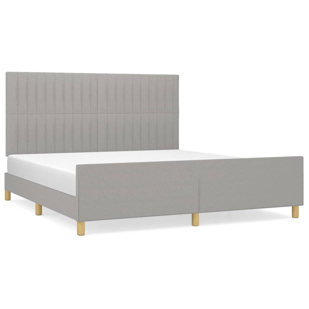 Estructura de cama con cabecero tela gris claro 160x200 cm rayas verticales