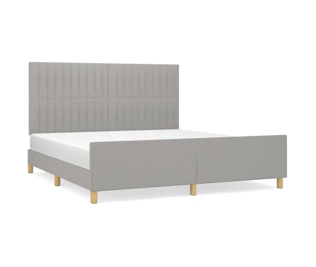 Estructura de cama con cabecero tela gris claro 160x200 cm rayas verticales